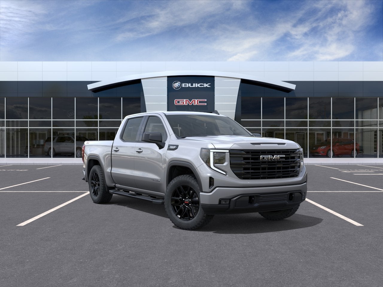 2026 GMC Sierra 1500 Elevation in Sterling Metallic — front three-quarter view